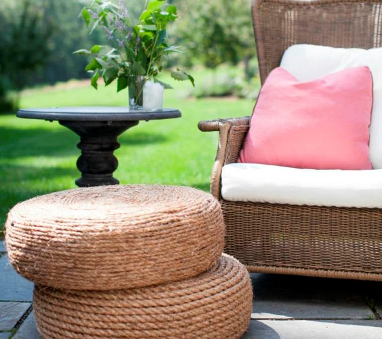 Réaliser un pouf en cordages à partir d’un vieux pneu